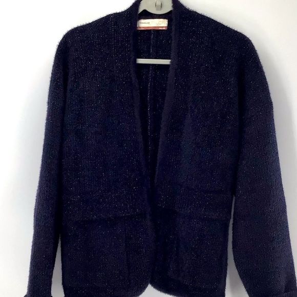 Pilcro & the Letterpress Navy Blue & Metallic Silver Cardigan One Size Fits Most - Picture 3 of 9
